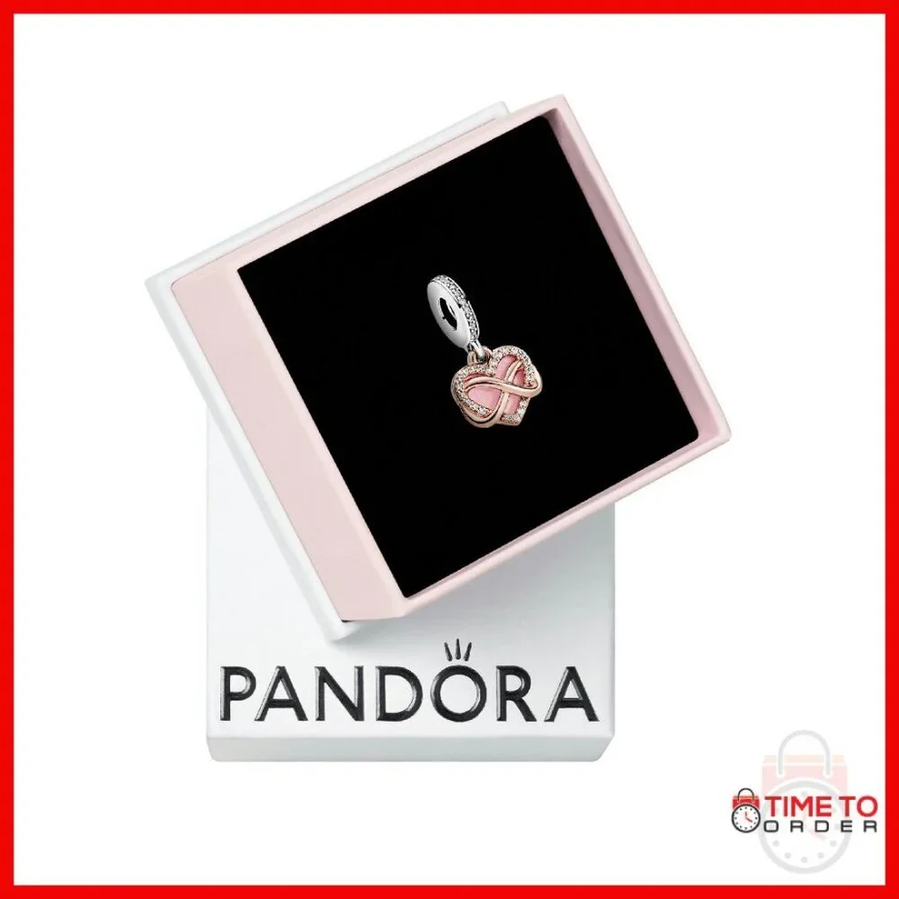 Sterling Silver Heart Charm with CZ Stones, Infinity Design